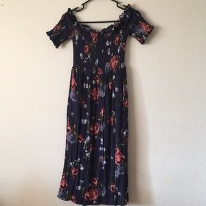XHILARATION NAVY FLORAL MAXI DRESS SIZE XS USED
